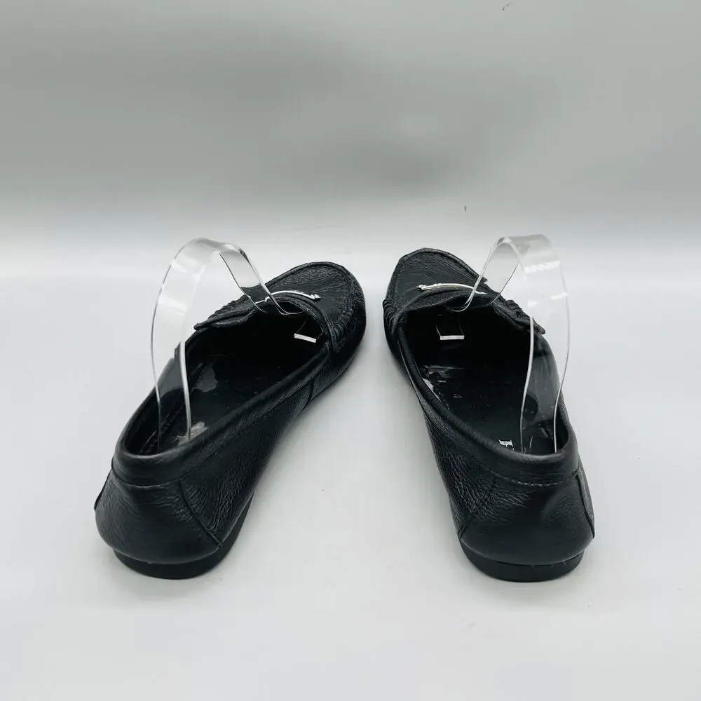 Coach Shoes Womens 8.5 Black Leather Fredrica Driving Loafer Flats Slip On Logo